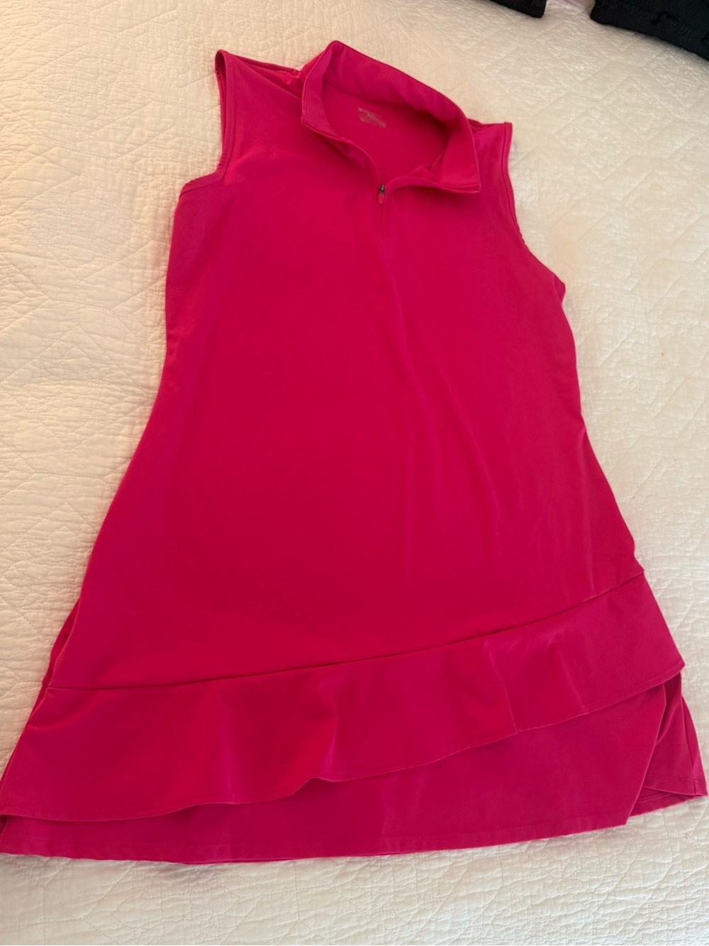 Womens Sleeveless Ruffle Tennis mini Dress - Hot Pink XXL